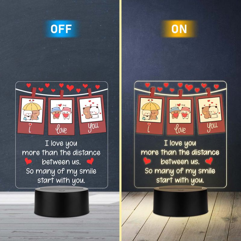 Love Quote Led Night Lamp with Warm White Light 3D Acrylic Lamp, I Love You Gift for Husband Wife Boyfriend Girlfriend